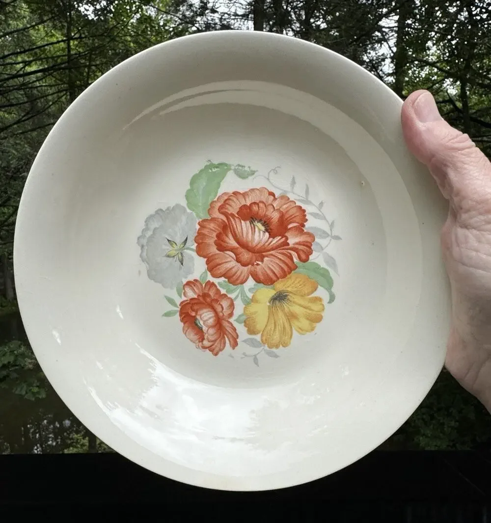 Vintage 1920s Sebring Pottery Company Royal Poppy 9” Serving Bowl EUC -A83